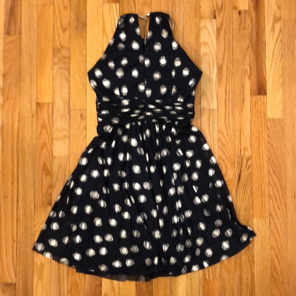 Navy blue and silver high neckline dress - Picture 3 of 3